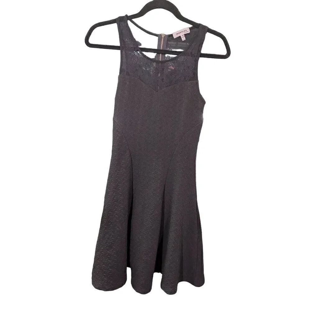 Monteau Los AngelesāSleeveless Fit and Flare with Lace Detail on Back BlackāDres